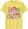 Pink Farm Cow Gender Reveal Party Daddy Pink Farm Animal Birthday Kids Matching Family T-Shirt - Lemon Yellow