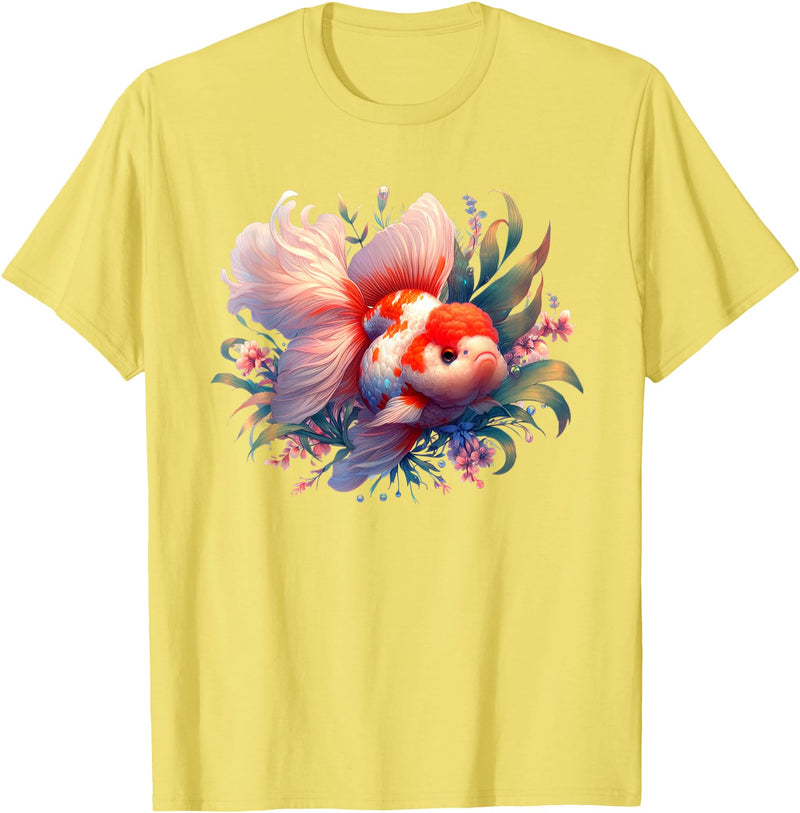 Oranda Goldfish Art Tees Unusual design by Thai Oranda Goldfish for breeders and pet owners T-Shirt - Lemon Yellow