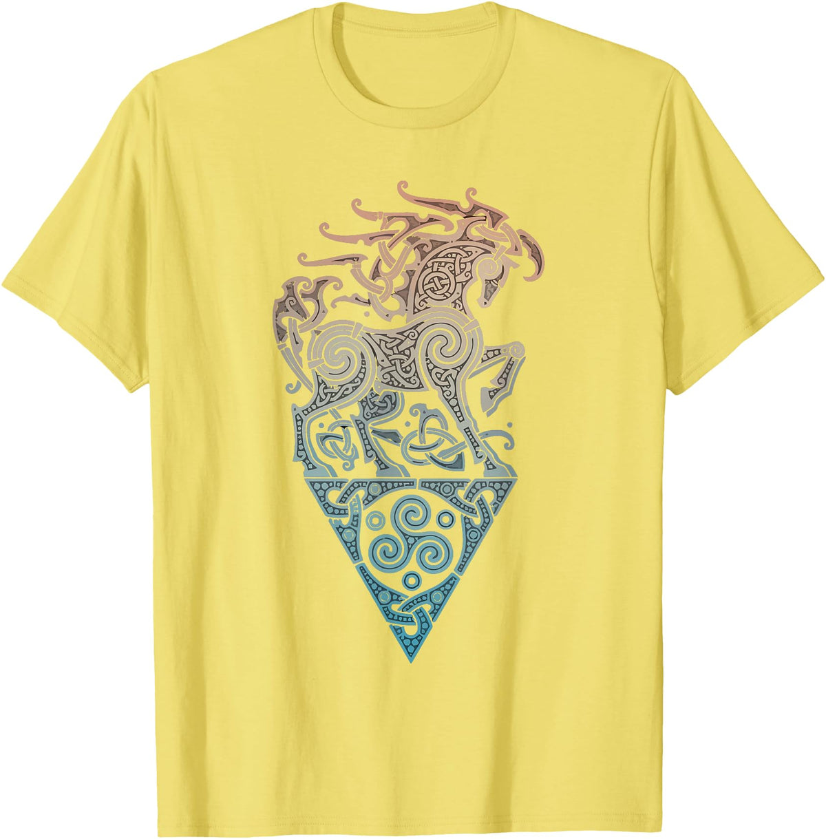 Norse Viking Mythology Great Love Horses VIKING CELTIC odins horse T-Shirt - Lemon Yellow