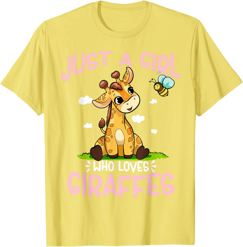 Funny Giraffe Gifts & Designs Just A Girl Who Loves Giraffes Cute Baby Giraffe T-Shirt - Lemon Yellow