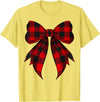 Buffalo Tartan Coquette Aesthetic Women Gifts Coquette Bow Red Black Buffalo Tartan Checkered Plaid T-Shirt - Lemon Yellow