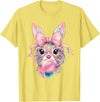 Funny Bunny Face Glasses Rabbit Coquette Bow Easter Trendy T-Shirt in Lemon Yellow