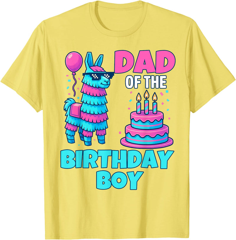 gaming gamer Birthday Llama Pinata Family Apparel dad of Birthday Boy Llama Pinata Party Family mathing Men T-Shirt - Lemon Yellow