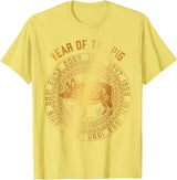 Chinese Zodiac Lunar New Year Astrology Horoscope Chinese New Year Of Pig Chinese Zodiac Year 2031 T-Shirt - Lemon Yellow