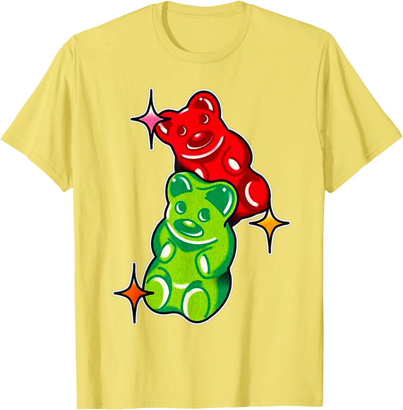 Urban Empyre Gummy Bear Candy Red Green T-Shirt - Lemon Yellow