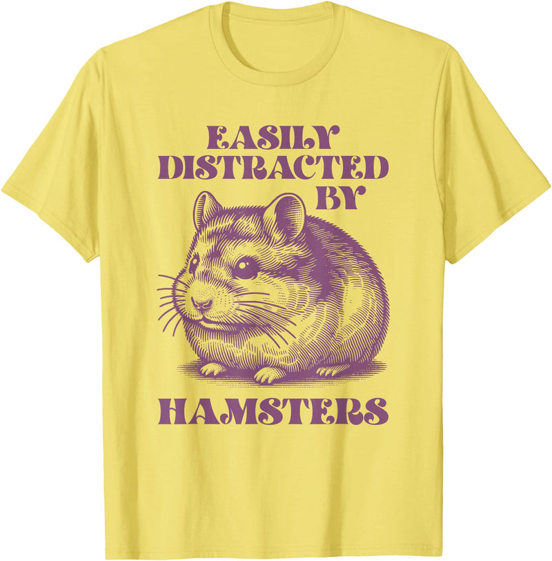 Chinese Dwarf Hamster Easily Distracted by Hamsters T-Shirt - Lemon Yellow