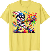 Funny Dripping Drip Rabbit Bunny Baseball Easter Men Boy Kid T-Shirt in Lemon Yellow
