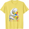 Autism Mama Mom Bear Support Autism Proud Autism Mom Bear Autism Awareness Month T-Shirt - Lemon Yellow
