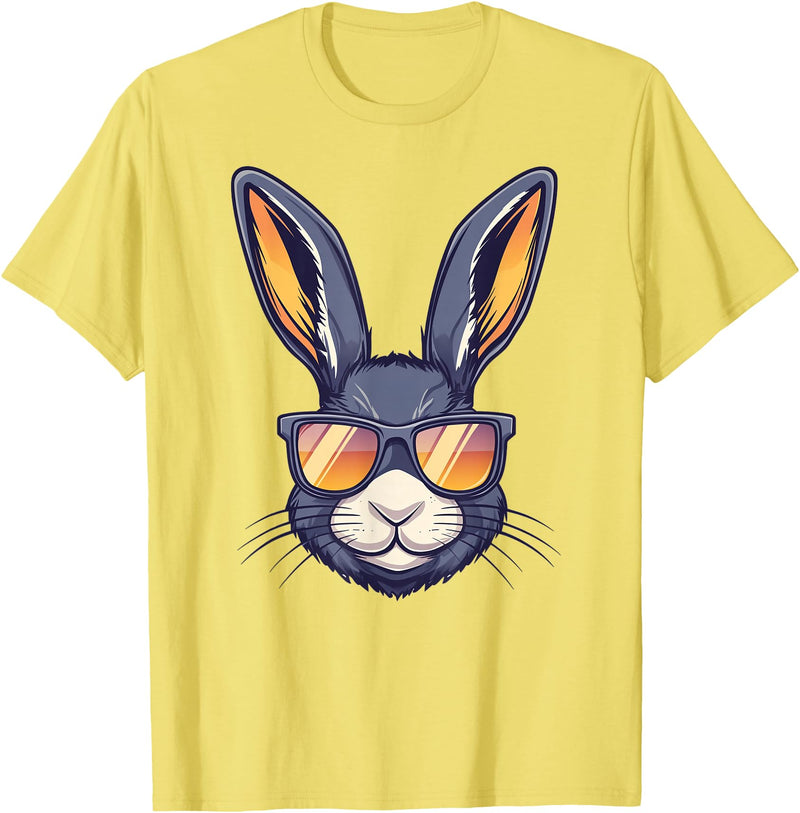 Bunny Rabbit Wearing Sunglasses Easter Funny Graphic T-Shirt in Lemon Yellow