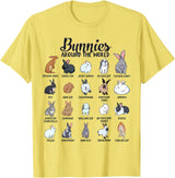 Rabbits in the World - Rabbit Breeds T-Shirt in Lemon Yellow