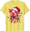 Christmas Pig Lover Christmas Light Pig Lover T-Shirt - Lemon Yellow