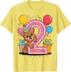 2nd Girls, Boys Bear 2 Birthday Bear 2nd birthday for boy girl 2 years old second two Bear T-Shirt - Lemon Yellow