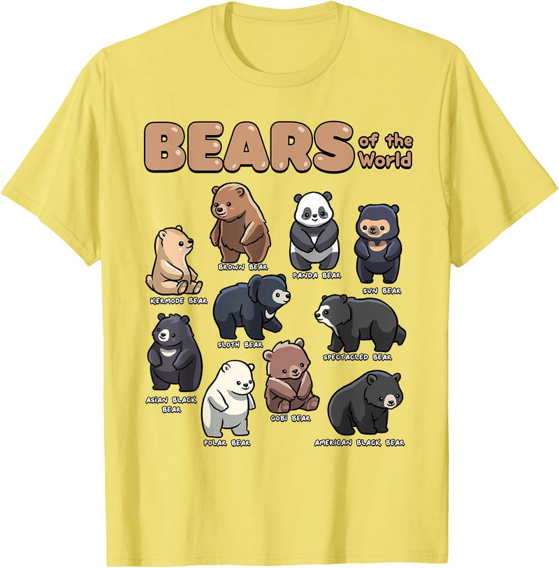 Wowsome! Bear Shirt Bears Animals of The World Bear Lover Zookeeper T-Shirt - Lemon Yellow