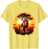 Safari Animal Art Lion Wildlife Safari Tiger African Animal Lovers Savanna T-Shirt - Lemon Yellow