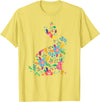 Floral Easter Women Girls Easter Bunny Spring Flowers Rabbit T-Shirt in Lemon Yellow