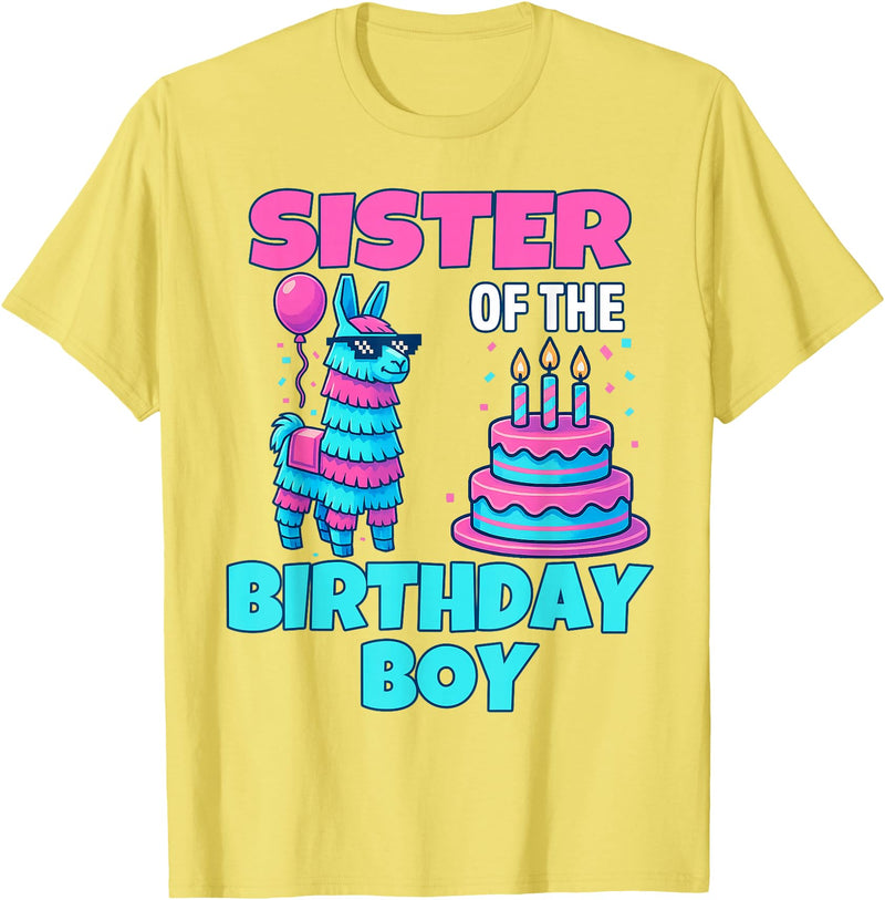 gaming gamer Birthday Llama Pinata Family Apparel Sister Birthday Boy Llama Pinata Party family mathing women T-Shirt - Lemon Yellow