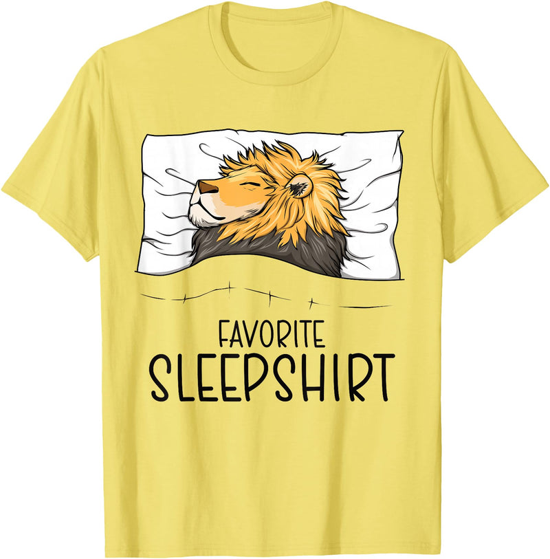 Sleeping & Napping Shirt Gifts For Nap Lovers Favorite Sleepshirt Lion, Napping Lion Pajama T-Shirt - Lemon Yellow