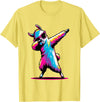 Dustwear Design - Dabbing and Dab Dabbing Llama with sunglasses Dancing Dab Llama motif T-Shirt - Lemon Yellow