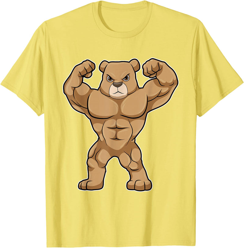 Snabdesign84 Bear Bodybuilder Bodybuilding Sports T-Shirt - Lemon Yellow