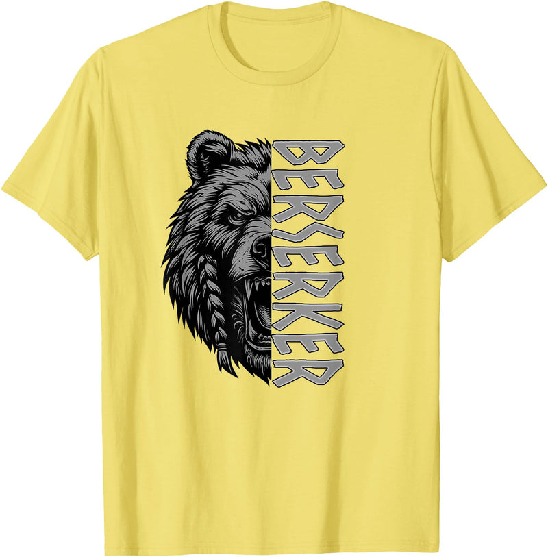 Mythology Nordic Viking Bear Designs Berserk Bear Norse Mythology Odin Warrior Berserker T-Shirt - Lemon Yellow