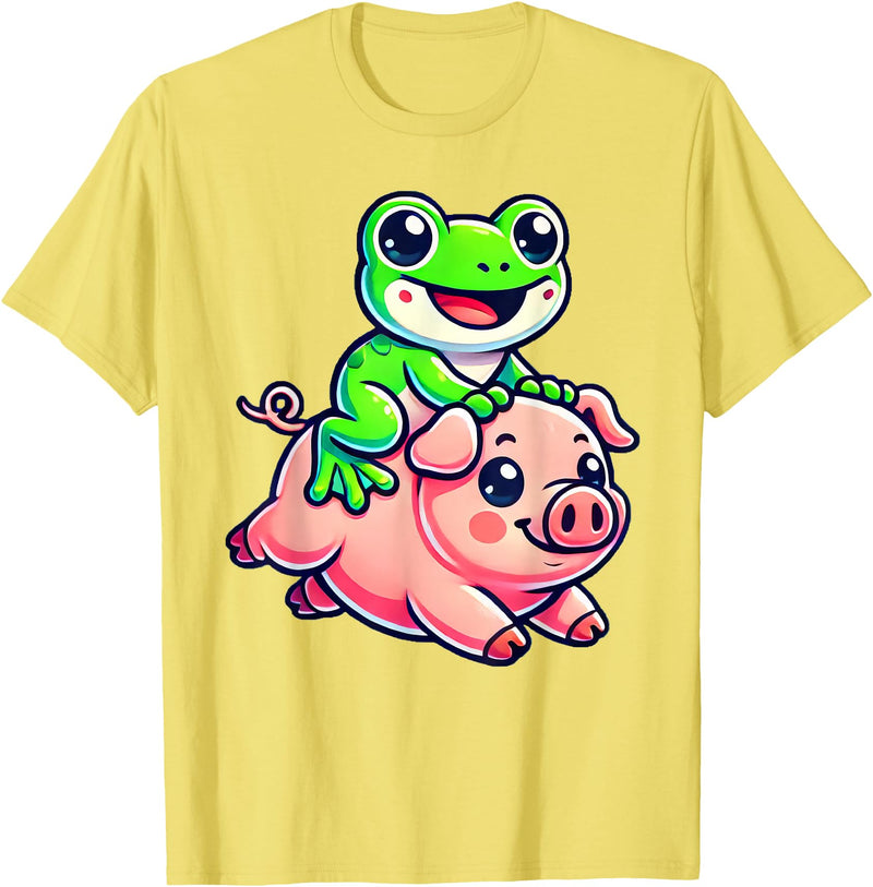 Cute Frog Pig Apparel Kawaii Frog Pig T-Shirt - Lemon Yellow