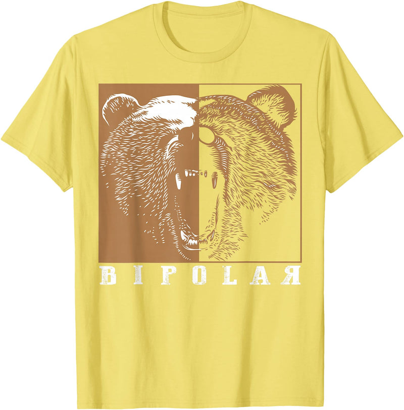 Cool I Love Polar Bears With Bipolar Designs Bipolar Cute Mental Disorder Polar Bear Gift T-Shirt - Lemon Yellow
