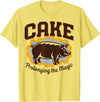 Irony Barn Club for Alt Music and Dry Humor Fans Cake Prolonging the Magic Funny Retro Pig Expression Vibes T-Shirt - Lemon Yellow