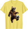 Animal Soccer Design Bear Soccer T-Shirt - Lemon Yellow