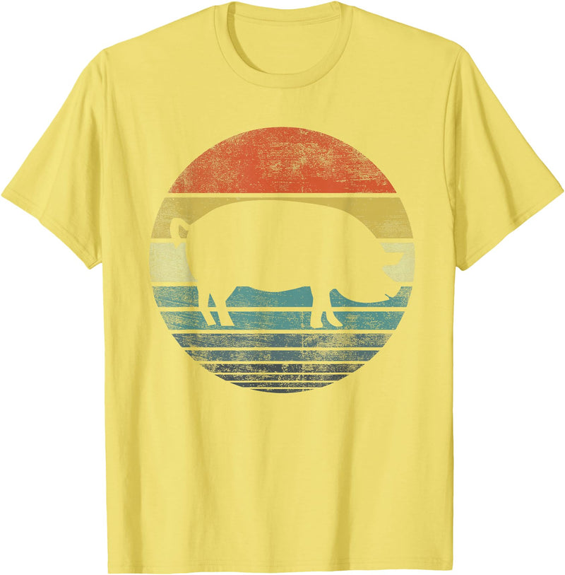 Pig Lover Farming Apparel Pig Lover Gifts Funny Farmer Retro Vintage Farm Animals T-Shirt - Lemon Yellow