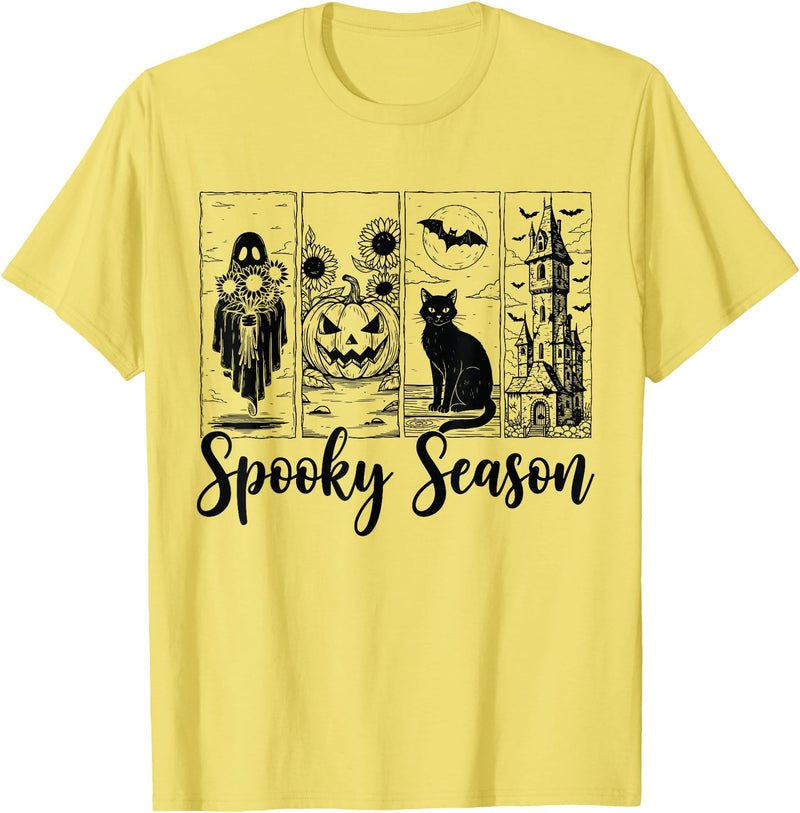 Halloween Spooky Tee Vintage Halloween Horror Spooky Season T-Shirt - Lemon Yellow