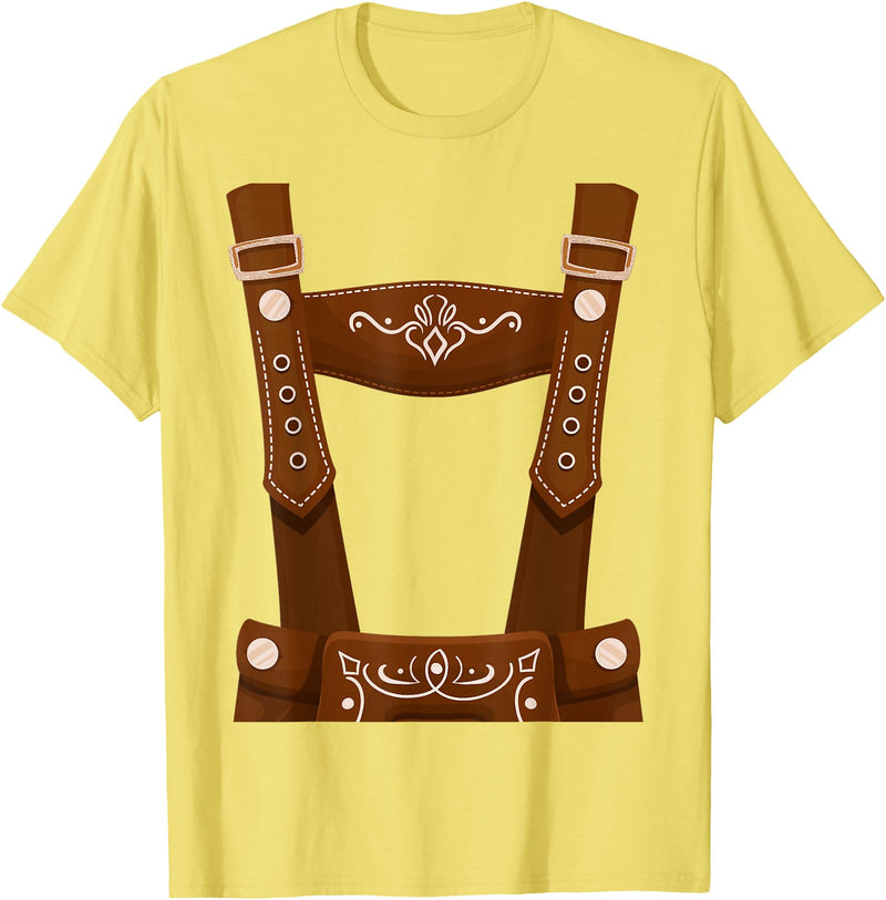 Bavarian Oktoberfest Halloween Costume Oktoberfest Costume Halloween Lederhosen T-Shirt - Lemon Yellow