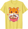 Cute Hamster Eating Ramen Hamster Lovers T-Shirt - Lemon Yellow