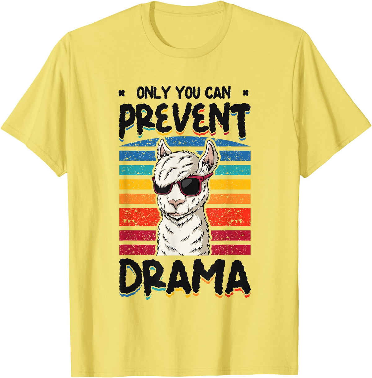 No Drama Llama and Alpaca Designs Only You Can Prevent Drama Llama T-Shirt - Lemon Yellow