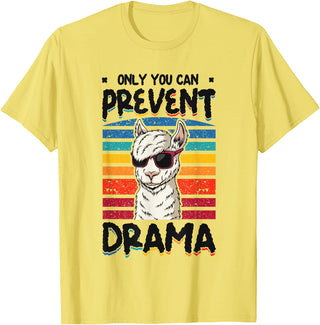 No Drama Llama and Alpaca Designs Only You Can Prevent Drama Llama T-Shirt - Lemon Yellow