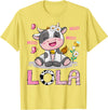 Birthday Girl Party Cow Lover Lola Cute Cow Moo Moo Farmer Birthday Girl Matching T-Shirt - Lemon Yellow