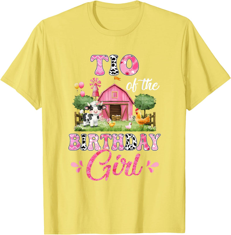 Cow First Birthday Girl Family Tio Of The Birthday Girl 1st Birthday Cow Farm Family T-Shirt - Lemon Yellow
