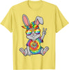 Hippie Tie Dye Rabbit Peace Sign T-Shirt in Lemon Yellow