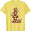 Funny 4th Of July Highland Cow Apparel Cute Highland Cow 4th of July Patriotic American Flag T-Shirt - Lemon Yellow