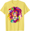 AXZ Tee Lion Series Elegant, Cool Lion Head with Bright Colorful T-Shirt - Lemon Yellow