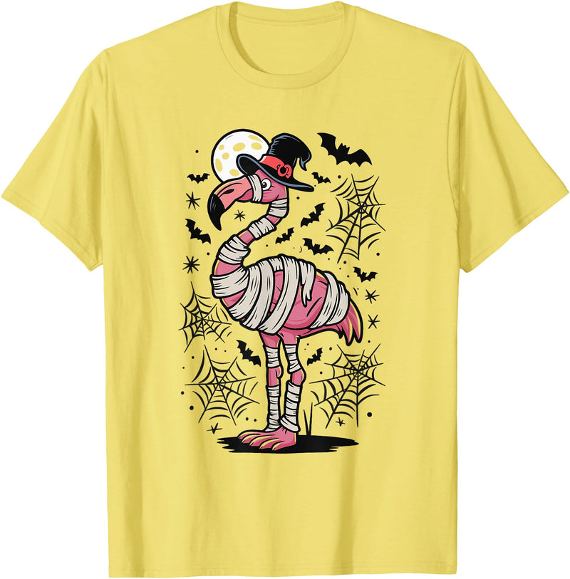 Flamingo Halloween Costume Mummy Spooky Flamingo Mummy T-Shirt - Lemon Yellow