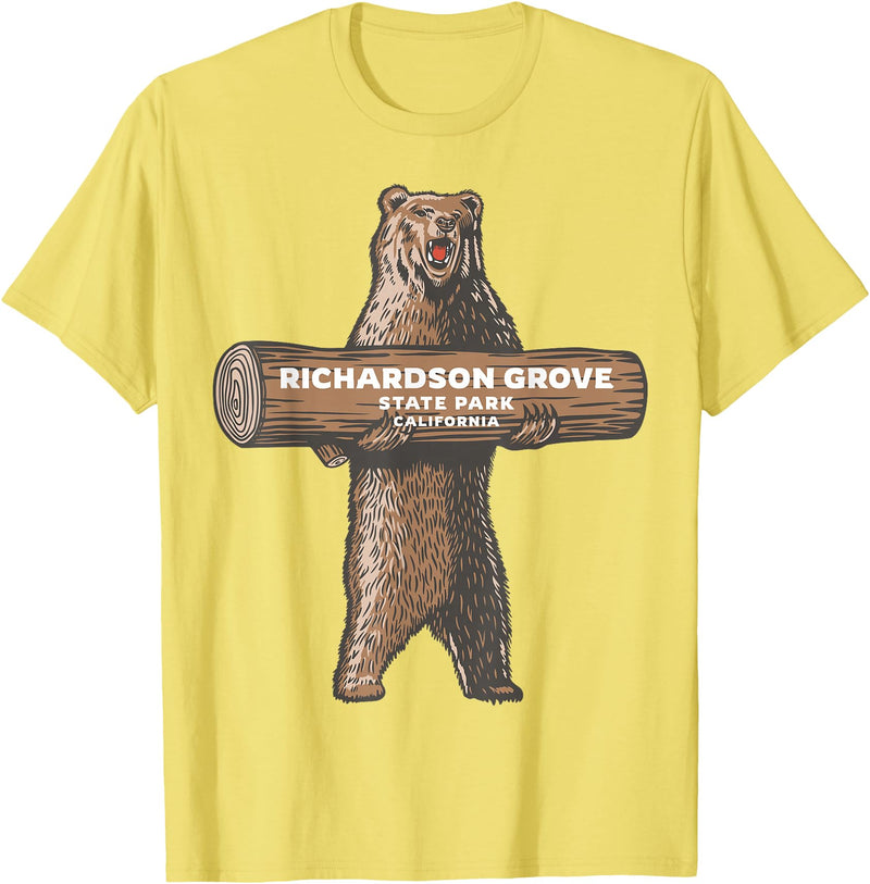 Richardson Grove State Park California CA Shop Richardson Grove State Park California CA Bear Souvenir T-Shirt - Lemon Yellow