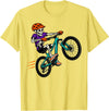 Halloween Mountain Bike Crew Skeleton Mountain Bike Wheelie Halloween MTB Rider T-Shirt - Lemon Yellow