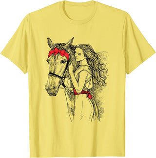 Horse Lover Novelties By SL Horse Bandana For Horse Girls Horseback Riding For Women T-Shirt - Lemon Yellow