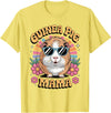 Guinea Pig Rodents Lover Mom Mother'S Day Guinea Pig Mama Floral Vintage 60s 70s Sunglasses T-Shirt - Lemon Yellow