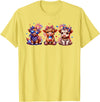 July 4th Highland Cow Farm Lovers American Costume Highland Cow Cattle Animal Lover Patriotic 4th of July T-Shirt - Lemon