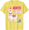 Family Matching Llama Birthday Party Supplies Auntie Llama Aunt Of The Birthday Boy Girl Llama Birthday T-Shirt - Lemon Yellow
