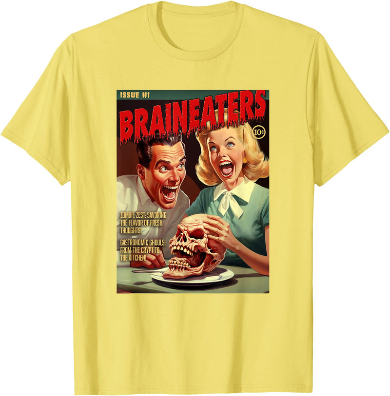 Last Gasp Graphics Brain Eaters 1950s horror comic cover T-Shirt - Lemon Yellow