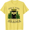 LaLa Designs Only You Can Prevent Drama Llama Forest Camping Smokey T-Shirt - Lemon Yellow