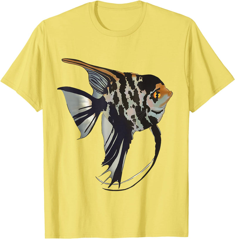 Freshwater Fish Fun Marbled Freshwater Angelfish T-Shirt - Lemon Yellow