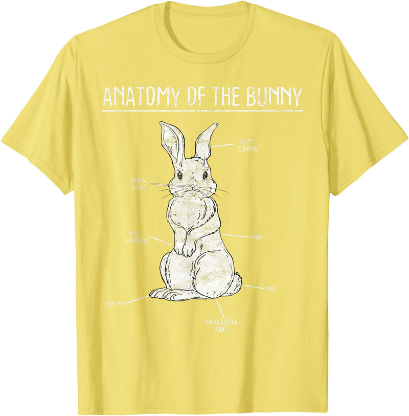 Rabbit Anatomy Bunny Lover Animal Pet Owner Gift T-Shirt in Lemon Yellow